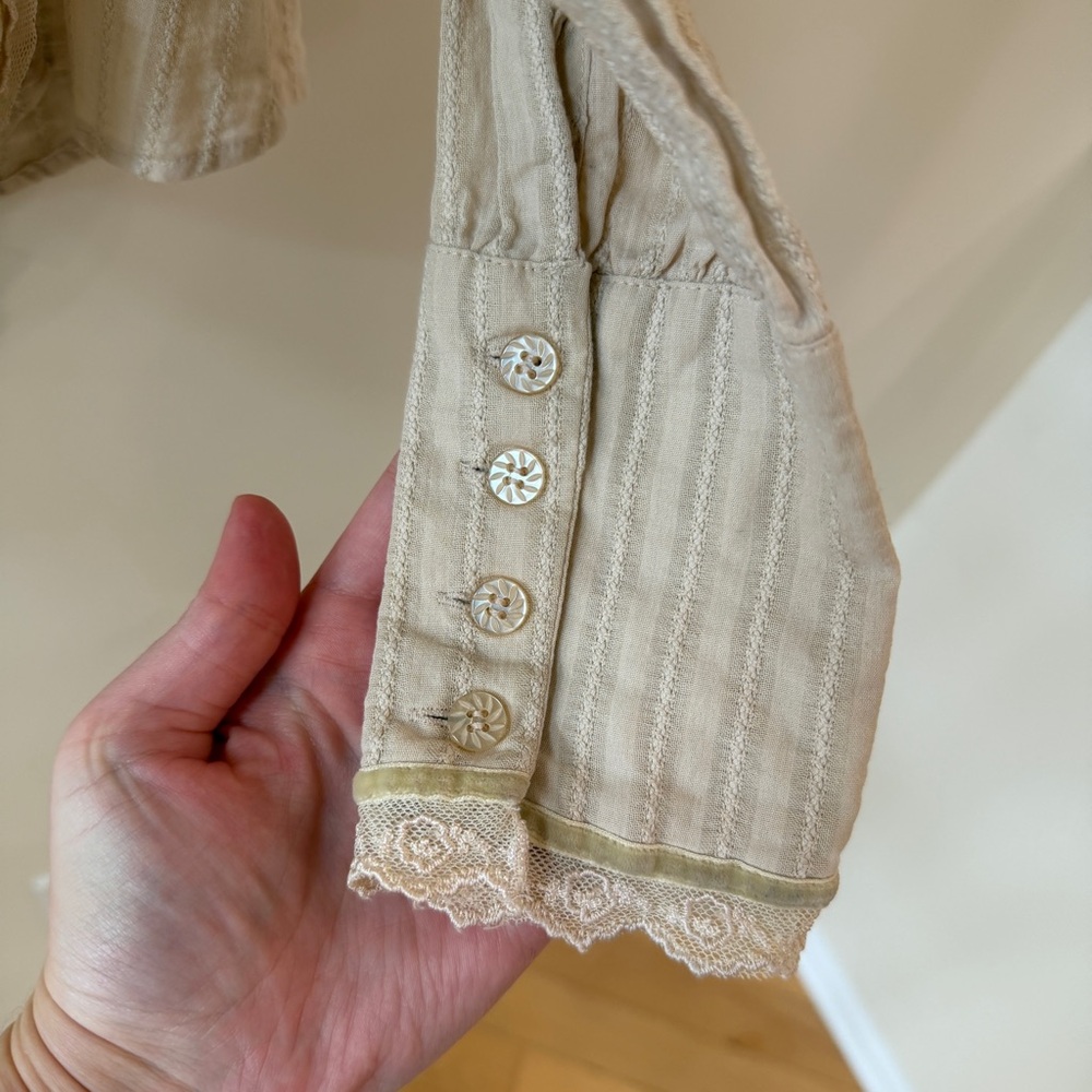 Mango Cream Lace High Neck Blouse Victorian Edwardian Cottagecore Prairie Size 8 - Picture 9 of 11